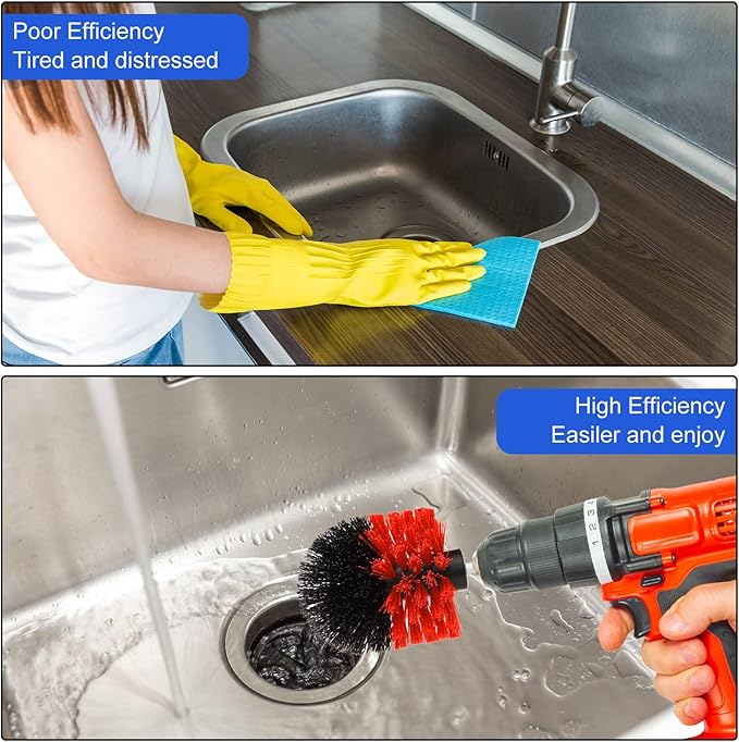 Drill Brush Nylon Drill Brush Attachment Electric Power Scrubber Scrub Brush Multi Purpose Cleaning Supplies for Drill Bathroom Surfaces Tub Grout Shower Kitchen Tile Auto Car (Multicolor, 6 Pcs)