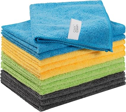 CLICK CLEAN Microfiber Cleaning Cloths, 12 Pack, Lint-Free Cleaning Towels