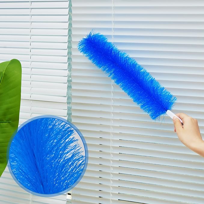 Sliner 4 Pcs Fan Cleaning Brush Bendable Fan Duster Cleaner Reusable Cobweb Duster Microfiber Head Dirt Remover for Ceiling Fans Blades, Air Vents, Curtains, Cars, Shutters (Blue)