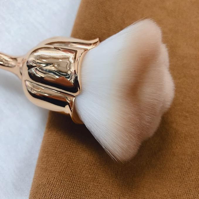 1Pc Acrylic Nail Brush Cleaner Nail Brushes for Cleaning Dust Large Powder Brush Makeup Blush Brush Dust Brush for Acrylic Nails Manicure Brush Remover Nail Art Tools (Gold-1)