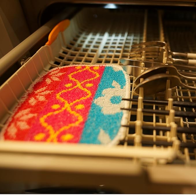 Amarelle Scrub,Eco-Friendly Reusable Dish Scrubbers for Washing Dishes,Soft Safe and Non-Scratch Scrubber, Durable Scouring Pad for Kitchen and Household Cleaning (Sunlit Carnival, 5-Pack)