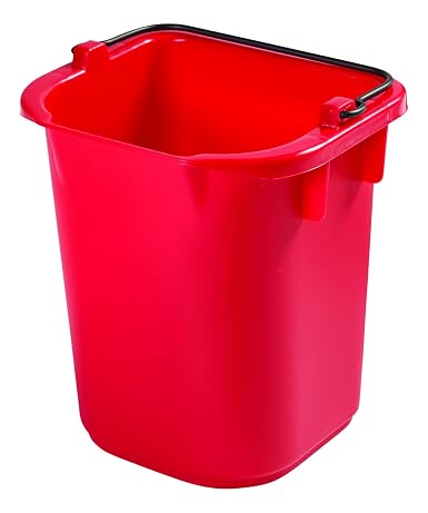 Rubbermaid Commercial Products Heavy-Duty Cleaning Pail, 5-Quart, Red, Utility Bucket with Built-in Spout and Handle for