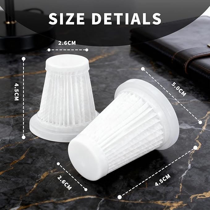 Washable Vacuum Filter 2 Pack, Reusable Replacement Dust Filter for MEFELF CV101 Handheld Car Vacuum Cleaner and Other Mini/Portable Vacuums, 0.2L Capacity