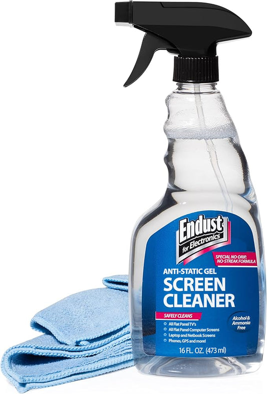 Endust for Electronics; Screen Cleaning Gel Spray and Xtra Large Microfiber Towel Value Pack; 16 oz. Pump Spray & 16" x 16" Towel (15023)