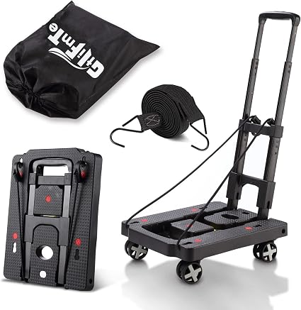 GtIiFmTe Foldable Hand Truck, Lightweight Luggage Cart for Airport Car Seat