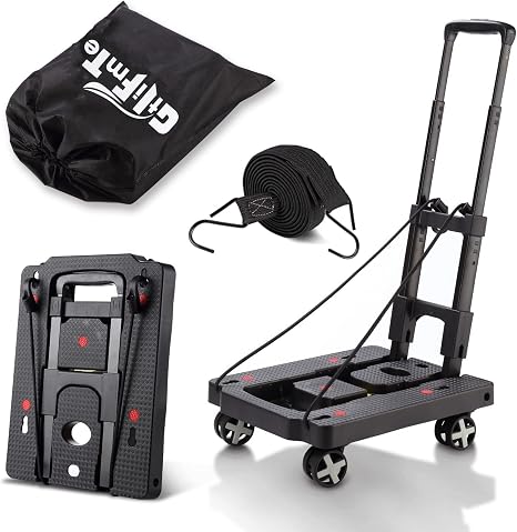 GtIiFmTe Foldable Hand Truck, Lightweight Luggage Cart for Airport Car Seat