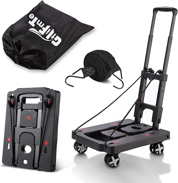 GtIiFmTe Foldable Hand Truck, Lightweight Luggage Cart for Airport Car Seat