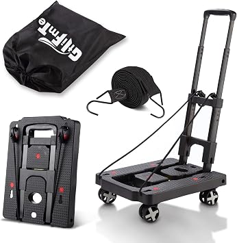 GtIiFmTe Foldable Hand Truck, Lightweight Luggage Cart for Airport Car Seat