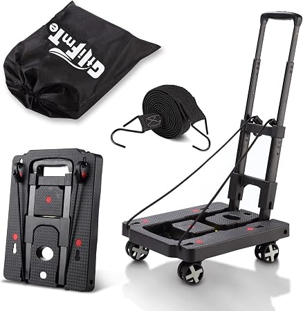 GtIiFmTe Foldable Hand Truck, Lightweight Luggage Cart for Airport Car Seat