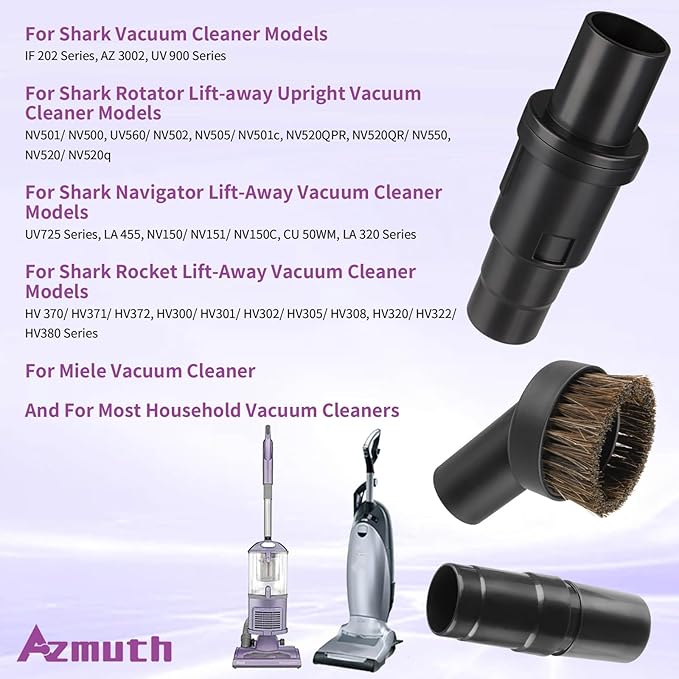 25mm Horse Hair Round Dust Brush, 1.25" Vacuum Brush Attachment with 2Vacuum Hose Adapter for Shark Vacuum Attachment and Most Household Vacuum Cleaners - 3 Pcs
