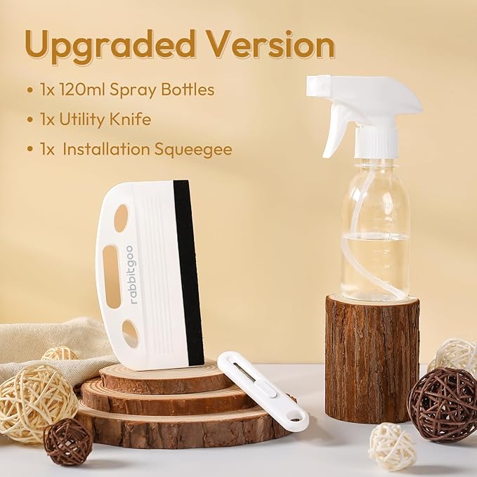 rabbitgoo Window Tint Kit, 3 Pcs Window Privacy Film Installation Tools Set, Includes Suede Squeegee, Utility Knife & 120ml Adjustable Spray Bottle for Car Tints, Privacy Film, Wallpaper Application