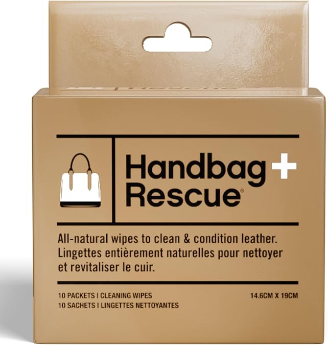HandBagRescue All-Natural Cleaning Wipes. Remove Dirt & Surface Stains & Conditions Leather Handbags with Essential Oil.