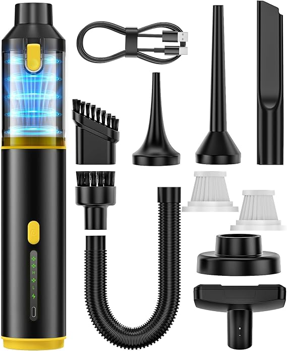 Car Vacuum Portable Cordless Handheld Vacuum Cleaner 4-in-1 Mini Cordless Vacuum with 2 Suction Modes and 16800pa Suctio