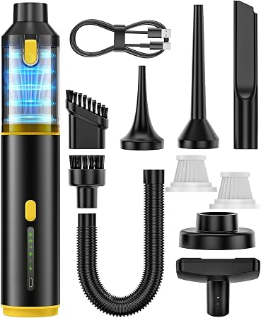 Car Vacuum Portable Cordless Handheld Vacuum Cleaner 4-in-1 Mini Cordless Vacuum with 2 Suction Modes and 16800pa Suctio