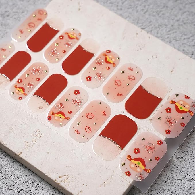 Nail Polish Strips, 32PCS Salon Quality Wraps, Long Lasting Gel Nail Stickers for Women Easy Apply& Remove (Fortune Glitter)