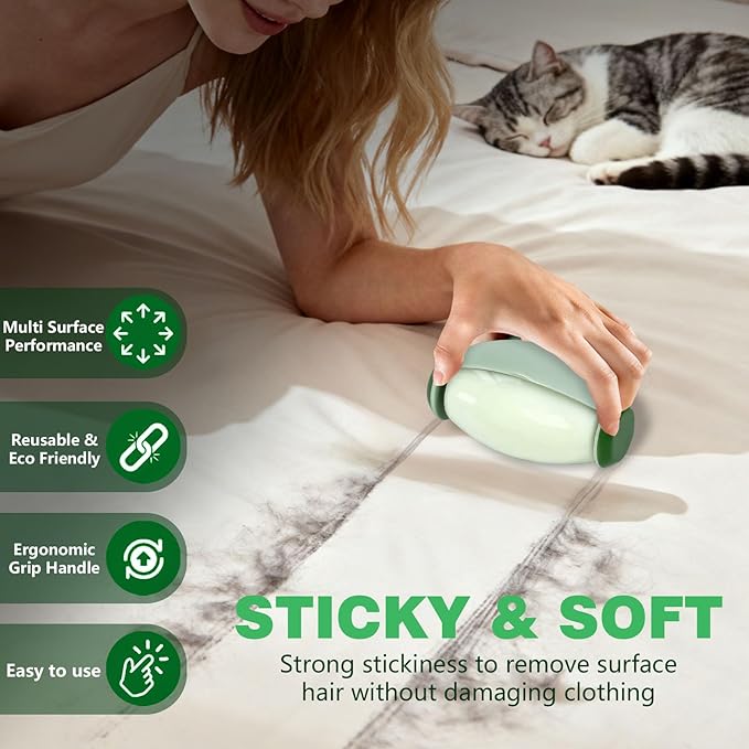 Portable Lint Roller, 2 Pack Travel Size Reusable Lint Rollers, Extra Sticky Small Lint Remover for Cat Dog Pet Hair and Clothes(White)