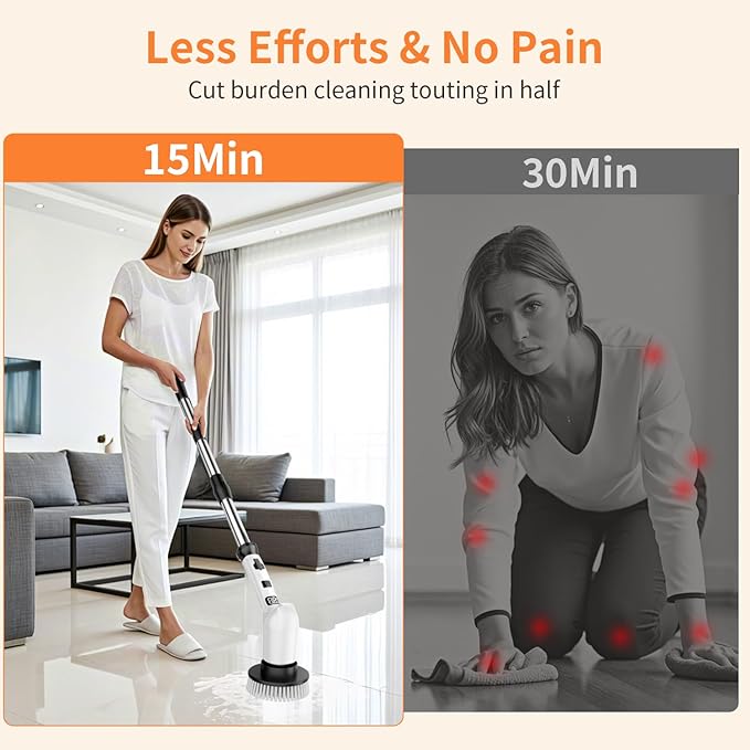 Electric Spin Scrubber for Cleaning Bathroom,Cordless Power Shower Scrubber - Electric Cleaning Brush for Tile Tub Bathtub Kitchen Wall Cleaning