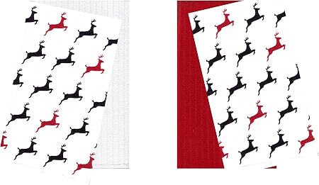 Microfiber Cleaning Towels for Christmas Kitchens Decor, 16 x 19 inch, Set of 4 (Reindeer)