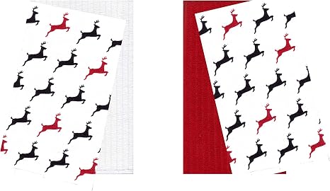Microfiber Cleaning Towels for Christmas Kitchens Decor, 16 x 19 inch, Set of 4 (Reindeer)