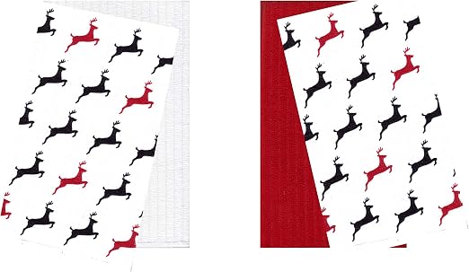 Microfiber Cleaning Towels for Christmas Kitchens Decor, 16 x 19 inch, Set of 4 (Reindeer)