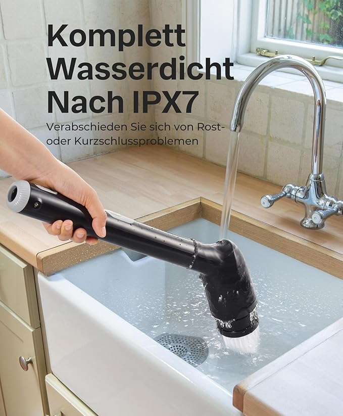 LyriFine Electric Spin Scrubber, New Full-Body IPX7 Waterproof Bathroom Cleaner Brush, Shower Scrubber with Long Handle & 2 Speed, Heads Replacement, Cleaning Supplies for Tub Shower Tile Floor