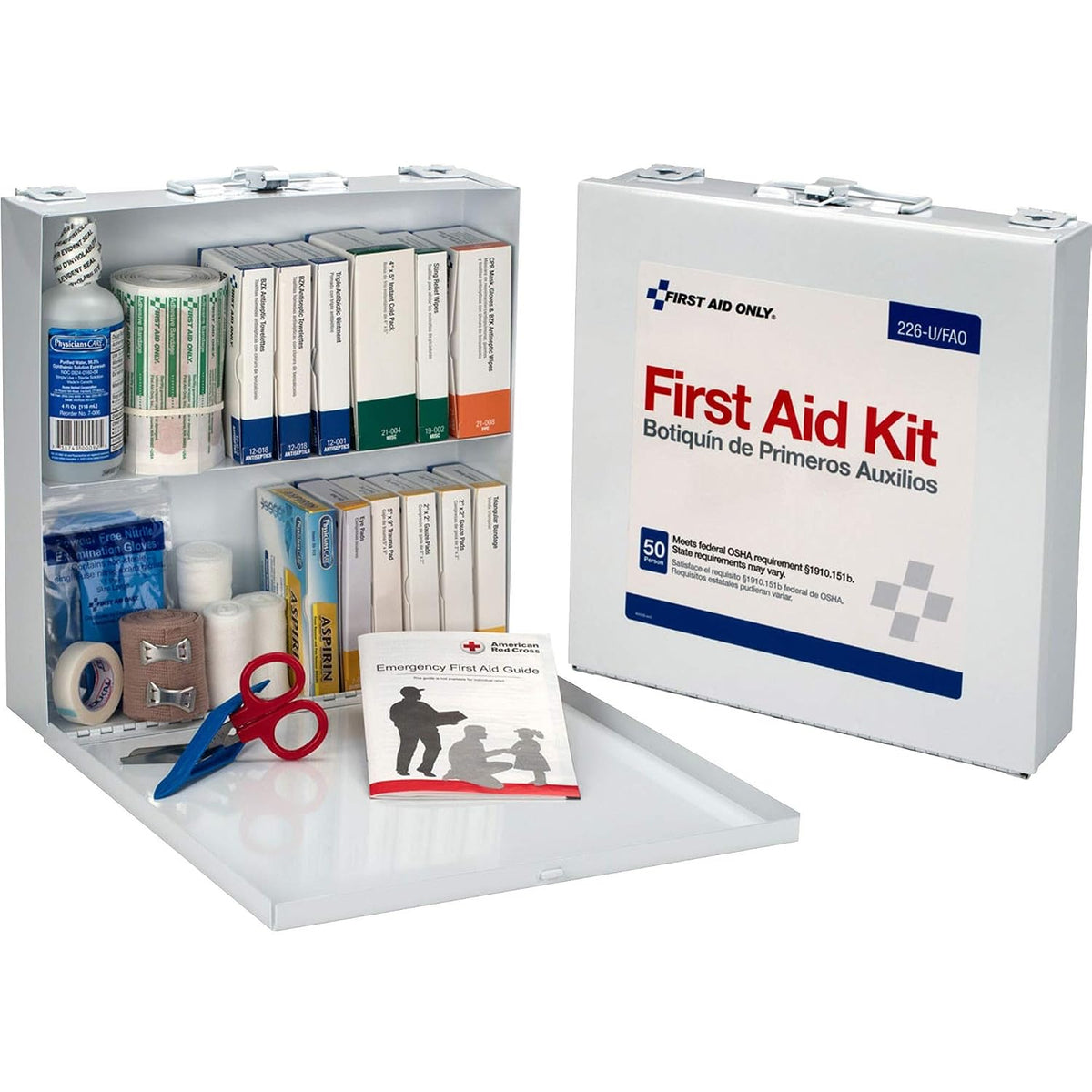 226-U OSHA Compliant First Aid Kit, 50-Person Emergency First Aid Kit for Business, Home, Car, and Worksites with Color-Coded Unitized Boxes of First Aid Supplies, 191 Pieces