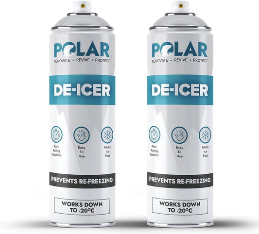 Polar De-Icer Spray for Car Windshield - 2 x 17 Fl Oz | Fast-Acting & Stops Re-Freezing | Instantly Melts Ice and Frost at −4°F | Spray Deicer for Car Windscreens, Mirrors, Headlights, Locks & Gates