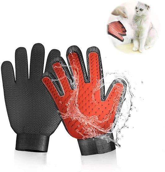 Pet Grooming Glove Hair Remover Brush Gentle Deshedding Efficient Pet Mitt Pet Massage Gloves Left & Right Hand Draw Dogs Cats Horses Long Short Fur (1Pair Left & Right Hand)