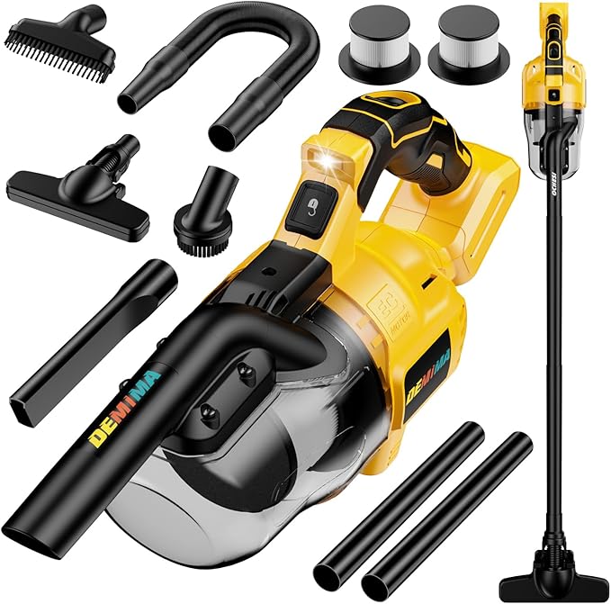 Cordless Vacuum for Dewalt Battery, 5 in 1 Lightweight Handheld Vacuum Cleaner with 500W Powerful Motor, 46 CFM Portable Hand Vacuum with Filtration HEPA for Floor, Carpet(Battery Not Included)