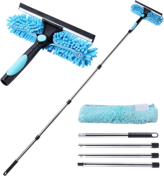 Yocada Window Squeegee - 64.96" - 2-in-1 with Microfiber Cloths