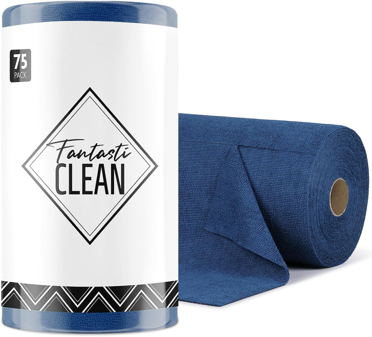 Microfiber Cleaning Cloth Roll-75 Sheets, 12"x12" (Navy Blue)
