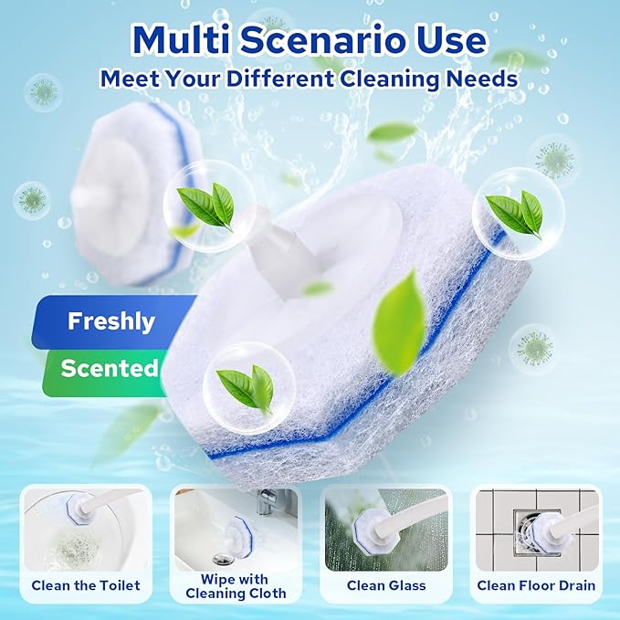 120pcs Disposable Toilet Brush Refills, Bulk Toilet Bowl Cleaner Refill Pads, Compatible with Most Toilet Cleaning Wands, High-Value Scrubber Replacement Heads, 120 Count