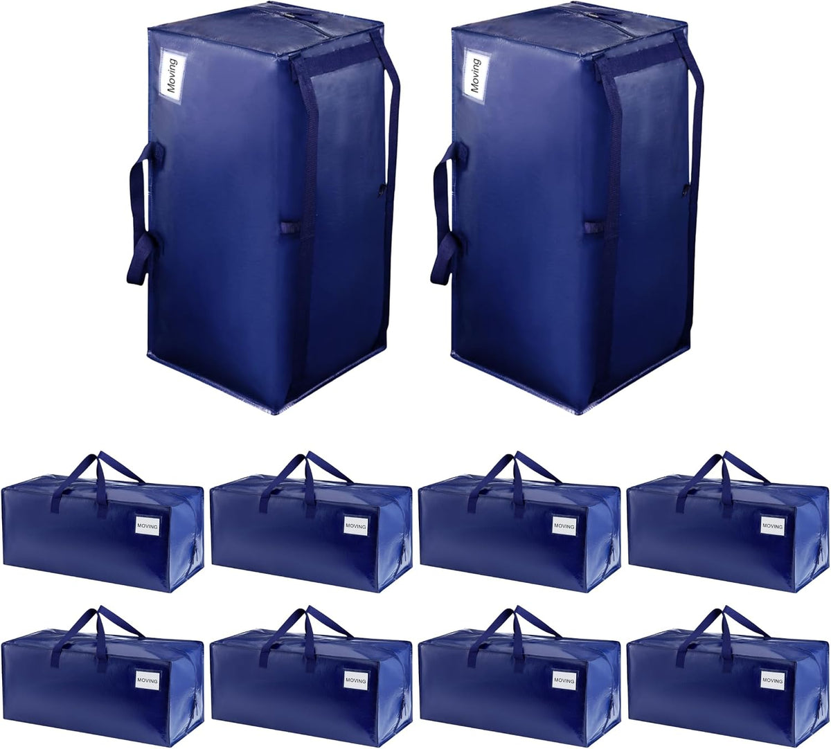 10 Pack Heavy Duty Moving Bags with Backpack Straps, Zippers & Handles, Extra Large Packing Bags for College Dorm Essentials, Moving Supplies Alternative to Cardboard Moving Boxes