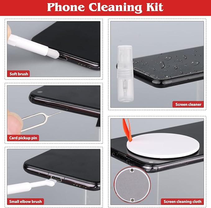20-in-1 Phone Cleaning Kit,Computer Keyboard Brush Cleaner, Screen Electronic Cleaner Kit for Laptop, AirPods, MacBook, Cell Phone, IPad, Car, Lego, Device, Earbuds, Camera Lens