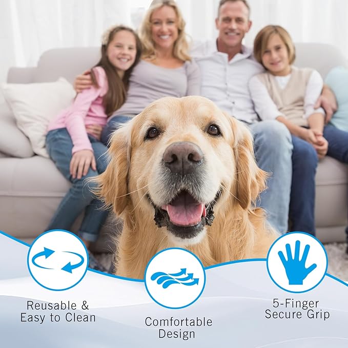 Pet Hair Removal Glove for Dogs & Cats, Reusable Magic Brush Pet Hair Remover Tool for Clothes, Couch, Furniture, Bed (Black & Pack of 2)