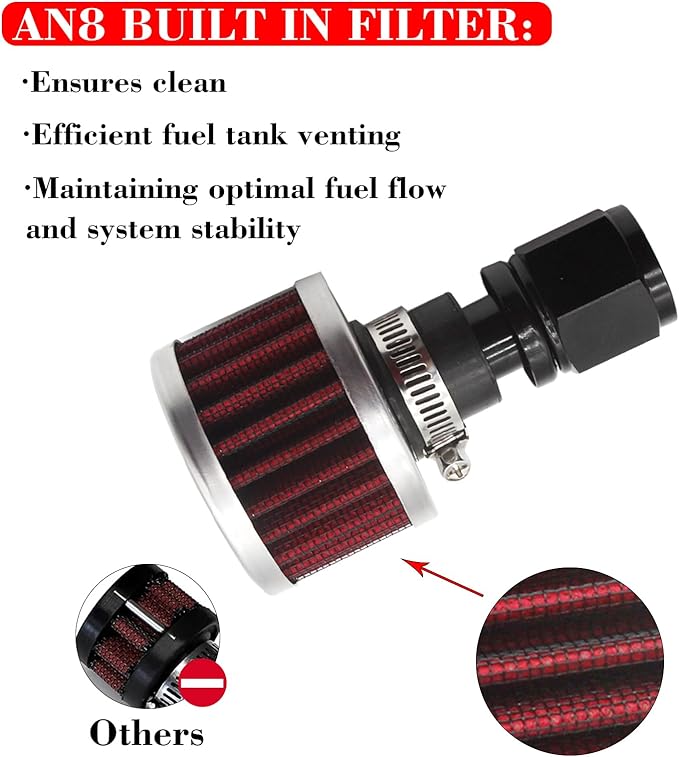 Fuel Cell Breather/Vent -8 AN Female Fitting with Filter Rebuild Kit