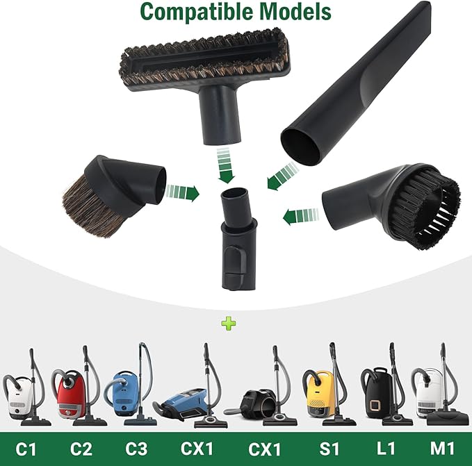 EZ SPARES Replacement for Mie C1 C2 C3, Vacuum Cleaner Brush, Horsehair Brush Kit,Crevice Tool Kits Accessories For Miele Parquett Twister SBB Attachment