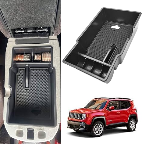 YOCTM Center Console Organizer Tray for 2015-2024 Jeep Renegade, Armrest Storage Box Insert with Anti-Slip Mat, Secondar