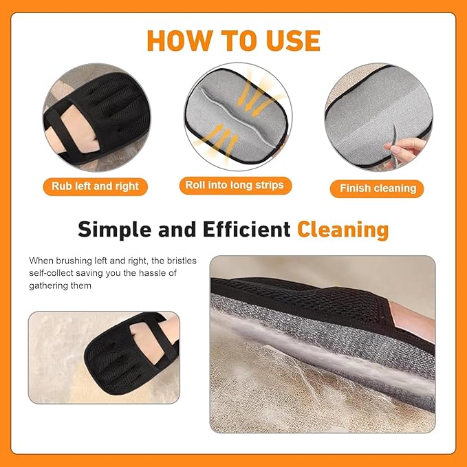 Pet Hair Removal Glove, Pet Hair Remover Gloves for Cats & Dogs Hair Remover, Magic Brush Pet Hair Removal Tool for Furniture, Couch, Car Seats, Clothing(2Pcs)