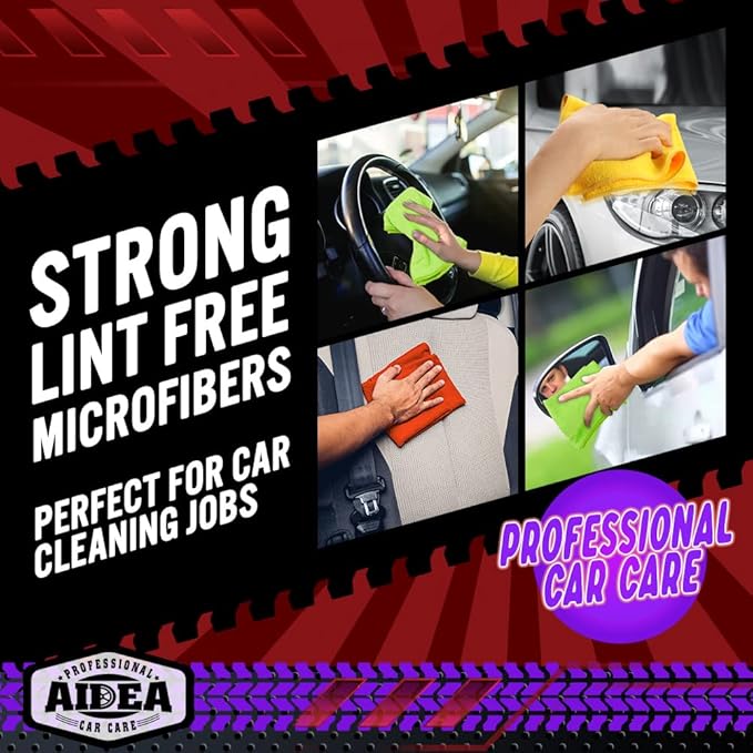 AIDEA Microfiber Cleaning Cloth, 800PK, Microfiber Towels for Cars, Shop Towels Cleaning Rags, Premium Wash Cloths, Absorbent Towel for SUVs, House, Kitchen, Commercial, Cleaning Supplies 12×12"