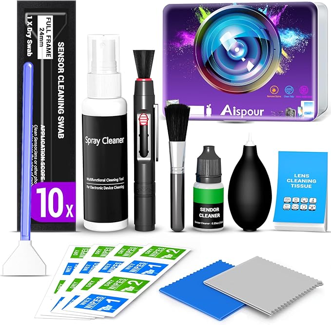 Camera Lens Cleaning Kit with Pro 10x Sensor Swabs, Sensor Cleaner, Compatible with Canon, Nikon, Sony mirrorless DSLR Camera (Enhanced Version)