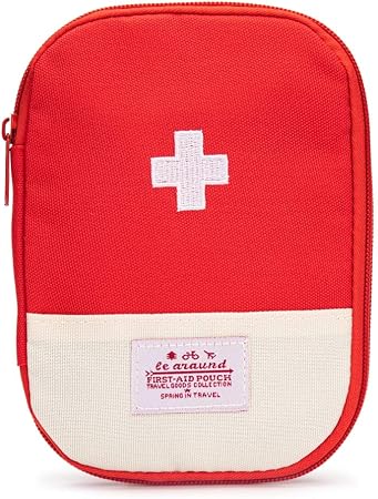 Red First Aid Bag Empty 1st Aid Bag Section Dividers Medical Travel Case Emergency First Responder Storage Compact Medic