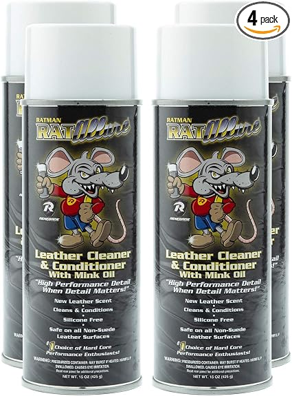 RATMAN Speed Allure Leather Cleaner and Conditioner, Cleans and Renews Interior Leather, 15 Oz Can, 4 Pack