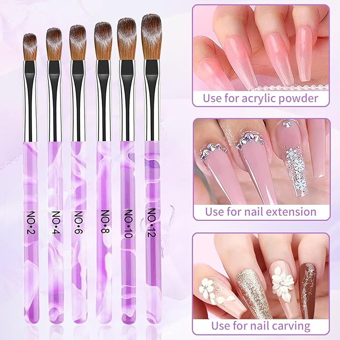 28Pcs Purple Nail Art Brush Set, Professional Acrylic Gel Nail Brushes, Nail Liner Dotting Pen, Nail Dust Cleaning Brush, Manicure Tools Kit for Nail Sculpting, Acrylic Powder Application, Nail Design