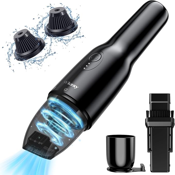 Wkzay Portable Mini Handheld Vacuum Cordless: Brushless Motor – 16,000Pa Strong Suction, Fast Charging, Low Noise, Lightweight and Portable for Home, Apartment, Dorms, Small Spaces