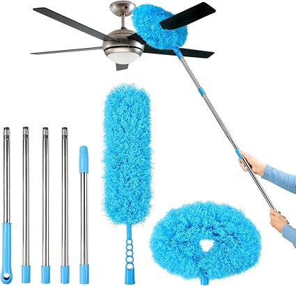 Ceiling Fan Cleaner Duster Reusable Microfiber Removable Duster with Extension Pole Adjusts 12 to 71 Inch for Cleaning W