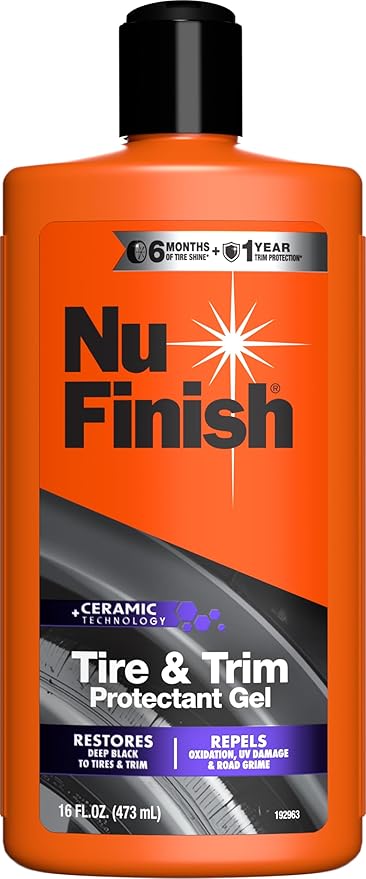 Nu Finish Tire and Trim Protectant Gel, Tire Shine and Trim Shine, Ceramic Technology, Car Cleaning Supplies, 16 fl oz