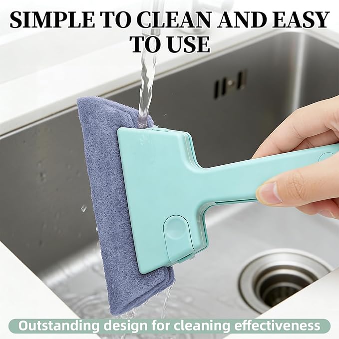Window Track Cleaner, 4-in-1 Crevice Cleaning Brush (with Bristle Brush, Gap Dustpan, Scraper), Handheld Window Sill Cleaner Tool, Window Track Cleaning Tools for Sliding Door, Home Cleaning (3 Pack)