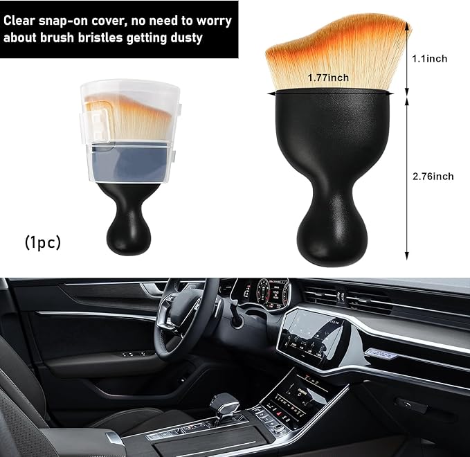 Ziciner Car Detailing Brush, Curved Soft Bristles Auto Removal Dust Collectors, Universal Vehicle Dashboard, Air Conditioner Vents etc Interior Cleaning Tool Accessories (Yellow)