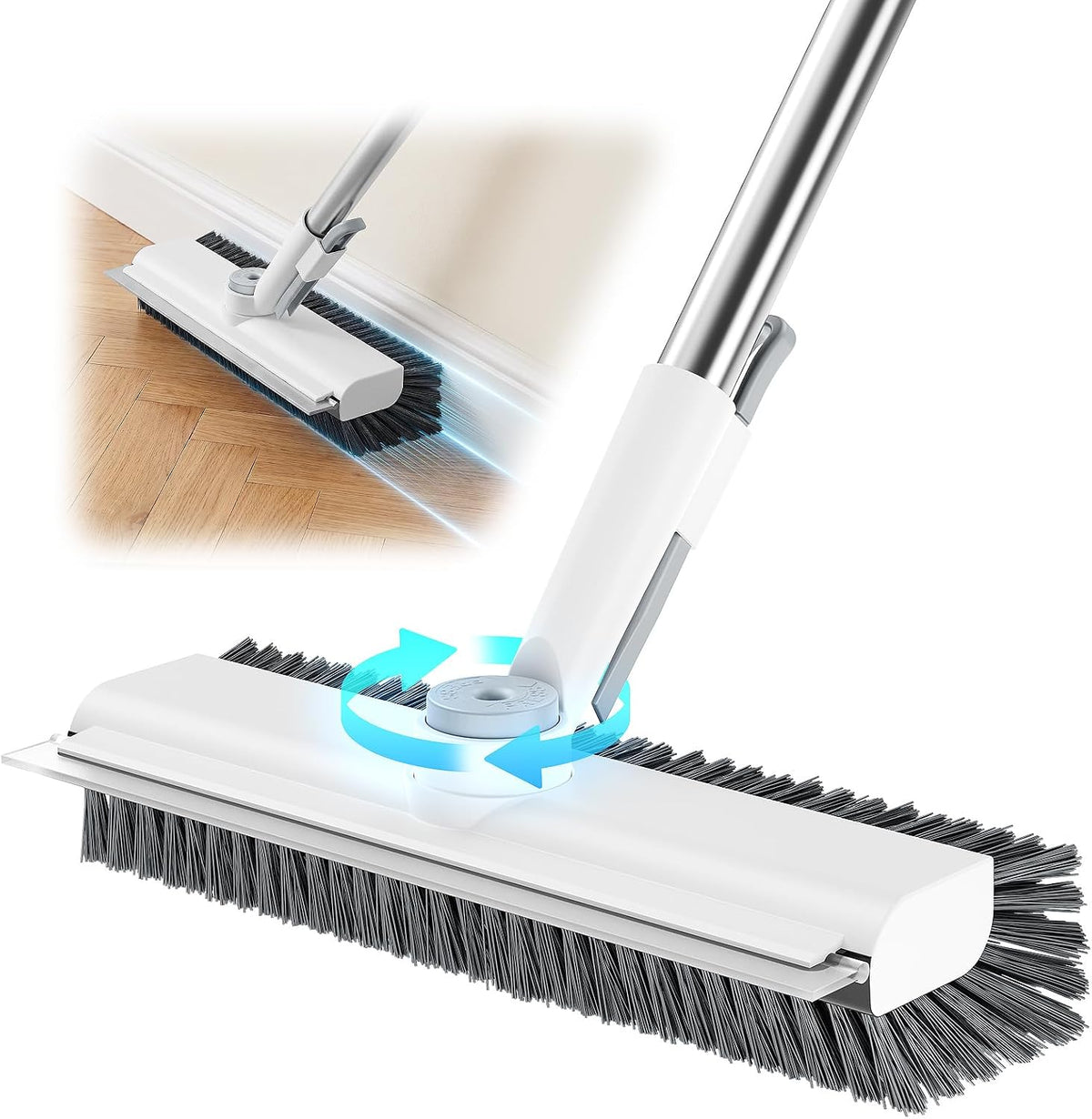 3 in 1 Floor Scrub Brush with Long Handle, Multi-angle Swivel Head
